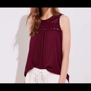 LOFT Crochet Yoke Tank L